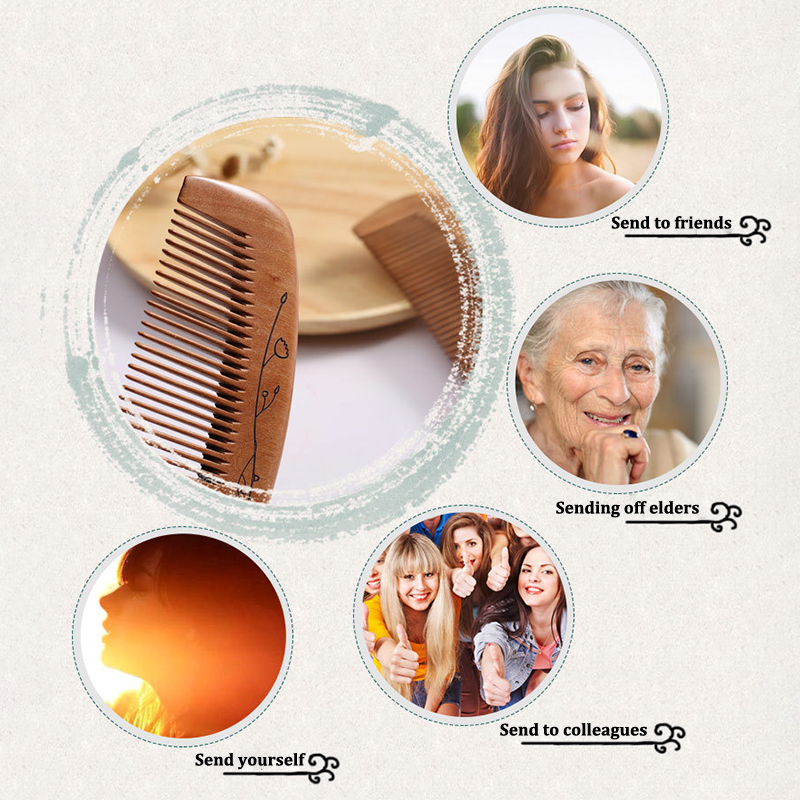 Hair Care Natural - New Anti-Static Handcrafted Natural Peach Wood