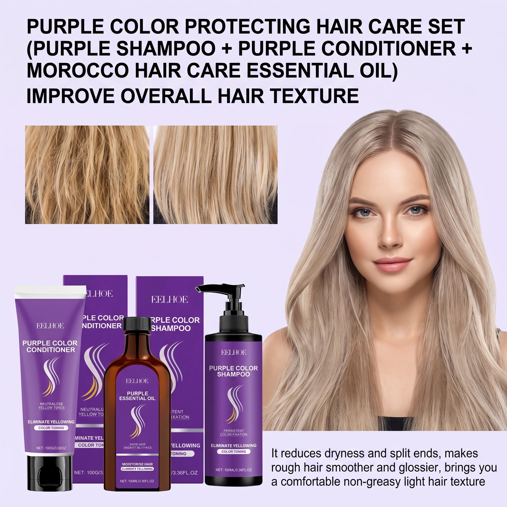 Purple Shampoo Set With Condit - Hair Care Serum review and price