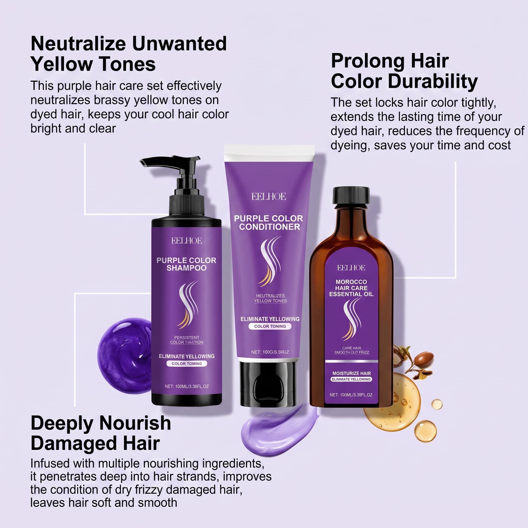 Purple Shampoo Set With Condit - Hair Care Serum review and price